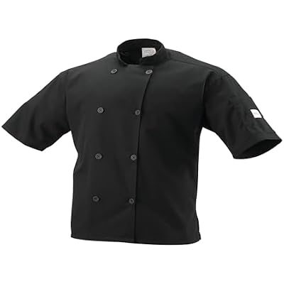 Mercer Culinary Millennia Air Short Sleeve Mens Cook Jack with Full Mesh Back, Large, Black