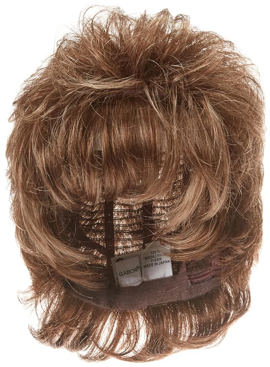 GABOR Instinct Luxury Short Wavy Shag Wig With Extended Lace Front by Hairuwear, Petite Average Size Cap, G10+ Nutmeg Mist
