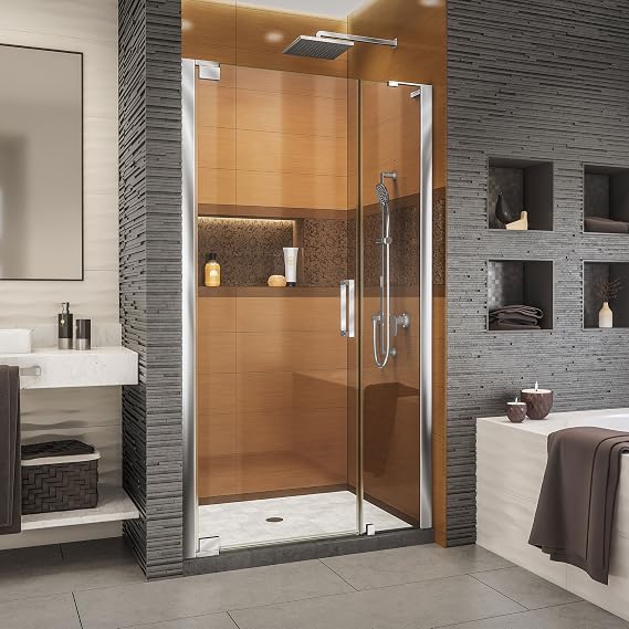 DreamLine Elegance-LS 44 - 46 in. W x 72 in. H Frameless Pivot Shower Door in Chrome, SHDR-4334120-01