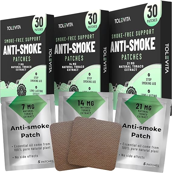Anti-Smoke Herbal Patches 7mg+14 mg+21 mg | Quit Smoking Patches to Help Reduce Cravings | Herbal Stop Smoking Aid for a Healthier Lifestyle - 3 x 30 Patches