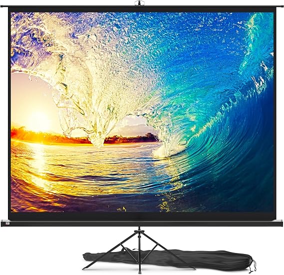 PropVue Projector Screen with Stand 100-120 inch - Indoor and Outdoor Projection Screen for Movie or Office Presentation - Adjustable from 16:9 to 4:3 HD Premium Wrinkle-Free Tripod Screen
