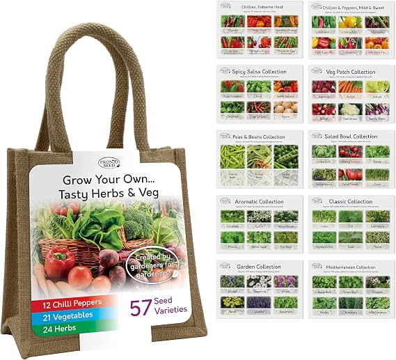 Pronto Seed Grow Your Own Vegetables Kit | 57 Varieties of Herbs & Veggie Seeds | Complete Gardening Starter Gift Set for Women & Men
