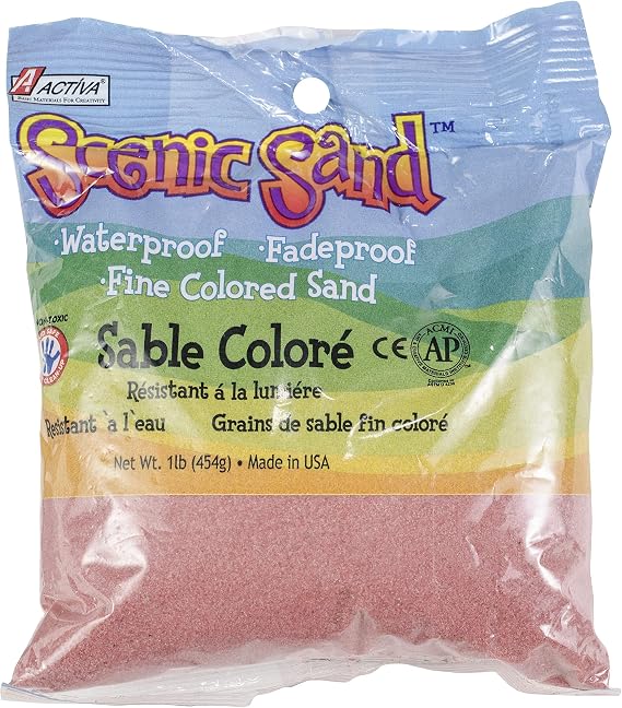 Activa Pink Scenic Colored Sand, 1lb (454g) | Vibrant, Fine Grain Colorfast Sand for Arts & Crafts