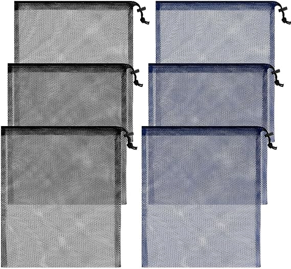 LEIFIDE 6 Pcs Scallop Drawstring Mesh Bags 13x15.5inch
