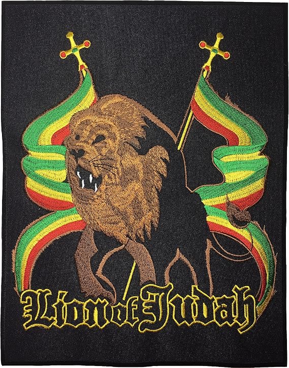 [Large Size] Papapatch Lion Rasta Flag Africa Reggae Jacket Vest Costume Embroidered Large Sew on Iron on Patch (IRON-LION-RASTA-LARGE)